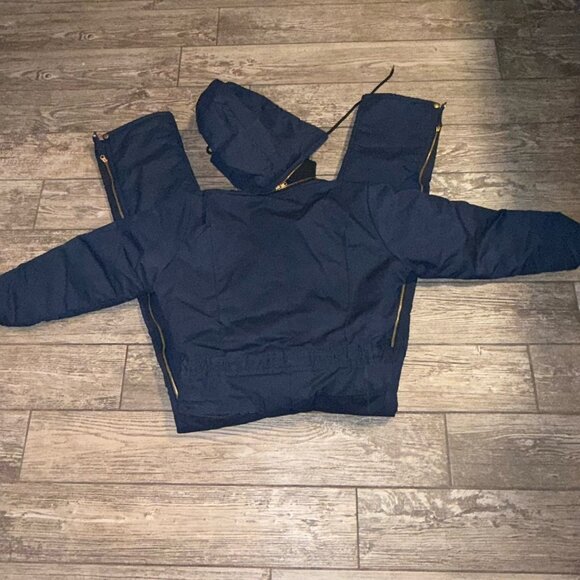 VINTAGE WearGuard Coveralls Hood Small Short Blue Canvas Insulated USA "AT &T" - Picture 11 of 12